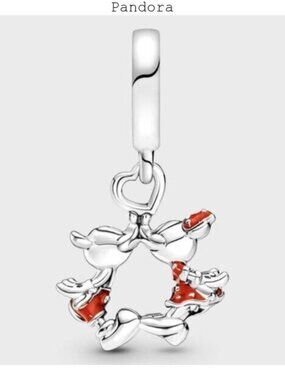 Pandora Silver Charm Dainty Star with Red Enamel Accents